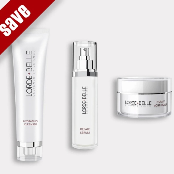 🆕 Lorde + Belle Face Regimen Trio Set Cleanser, Repair Serum, Moisturizer - Picture 1 of 10